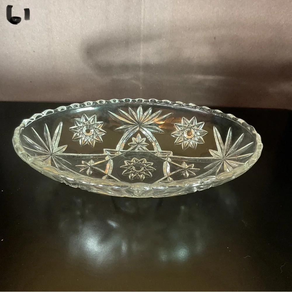 Anchor Hocking Star of David Early American Precut Clear Glass mint or nut dish.